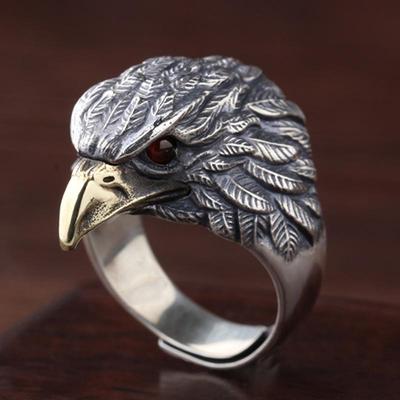 Anello Aperto da Uomo Retro Aquila Argento - Accessorio Statement per l'Indice