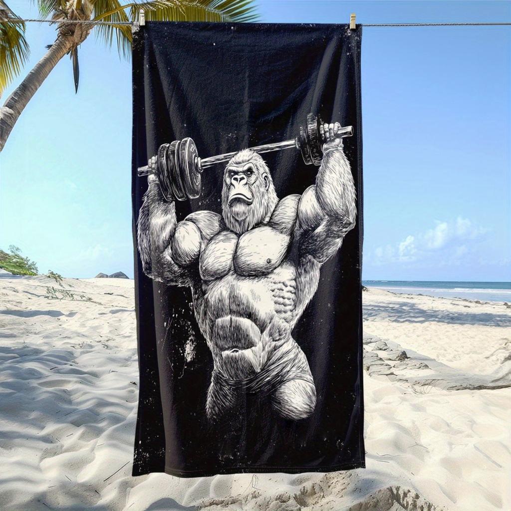 1PC Gorilla Lifting Weights Beach Towel Extra Large Quick-Dry Microfiber Sand-Free Super Absorbent Lightweight Compact for Swimm