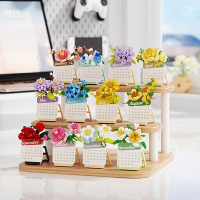 Creative Calendar Flowers Buidling Blocks Micro Bricks Educational Toys For Kids Gifts Desktop Ornament