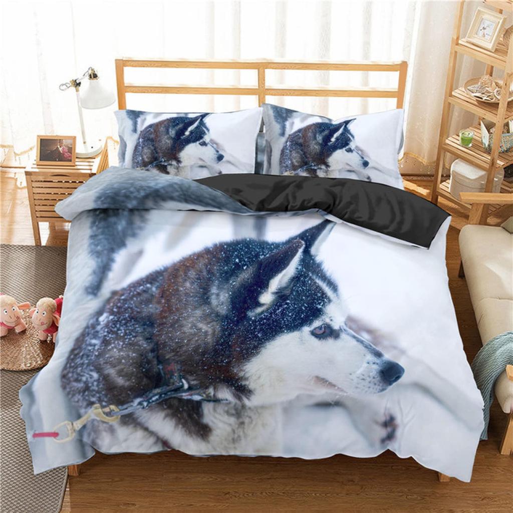 Boys Girls Duvet Covers Puppy Dog Husky Pattern White Duvet Children Cute Dog for Bedroom Decoration Dog Lovers Gifts Queen King