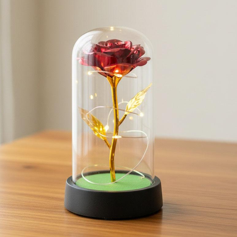 Valentine's Day Gift Rose Immortal Flower Glass Cover Night Light Qixi Festival Mother's Day Christmas Creative Ornament
