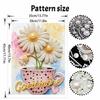 DIY Frameless Pearl Painting Kit Daisy Flowers in Teacup Design 3D Shiny Bead Art Canvas Relaxing Craft for Home Wall Decor Birthday Gift