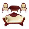 1:12 Scale Dollhouse Miniature Living Room Mahogany Sofa Armchair Coffee Table Set For Realistic Display