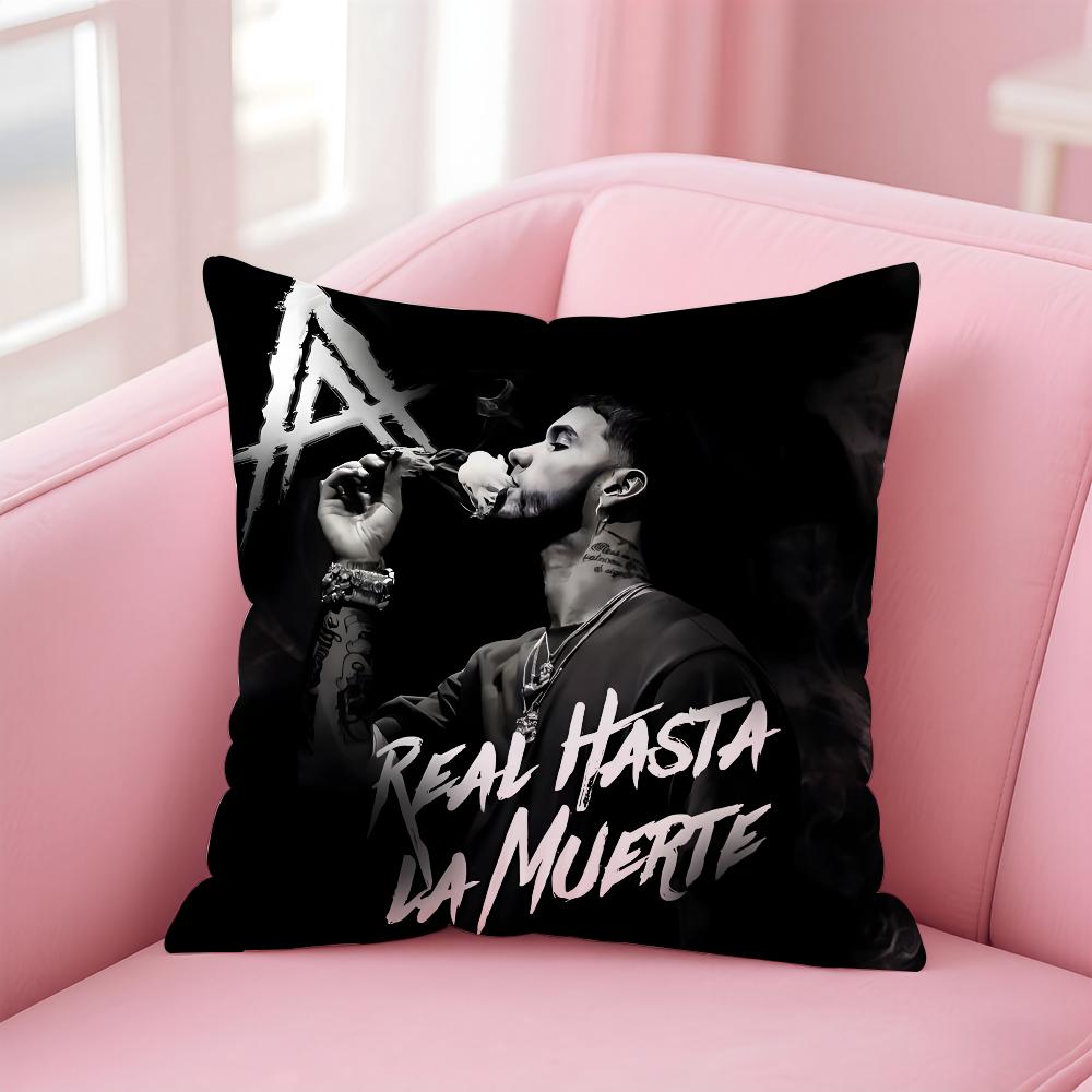 

Anuel AA Real Hasta La Muerte Pillow Case Anti-dustmite Pillowcase Invisible zipper silky short plush Sofa cushion cover 16x16Inch