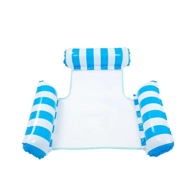 Summer Swim Inflatable Floating Water Mattresses Hammock Stripe Lounge Chairs Pool Water Sports Toys Floating Mat Pool Toys Kids