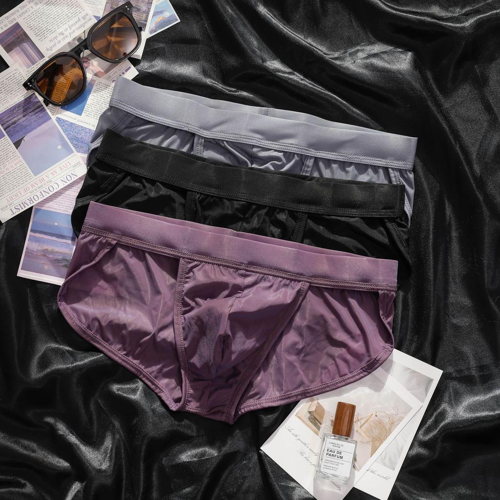 Male Summer Sexy Ice Silk Sports High Cross Triangle Briefs