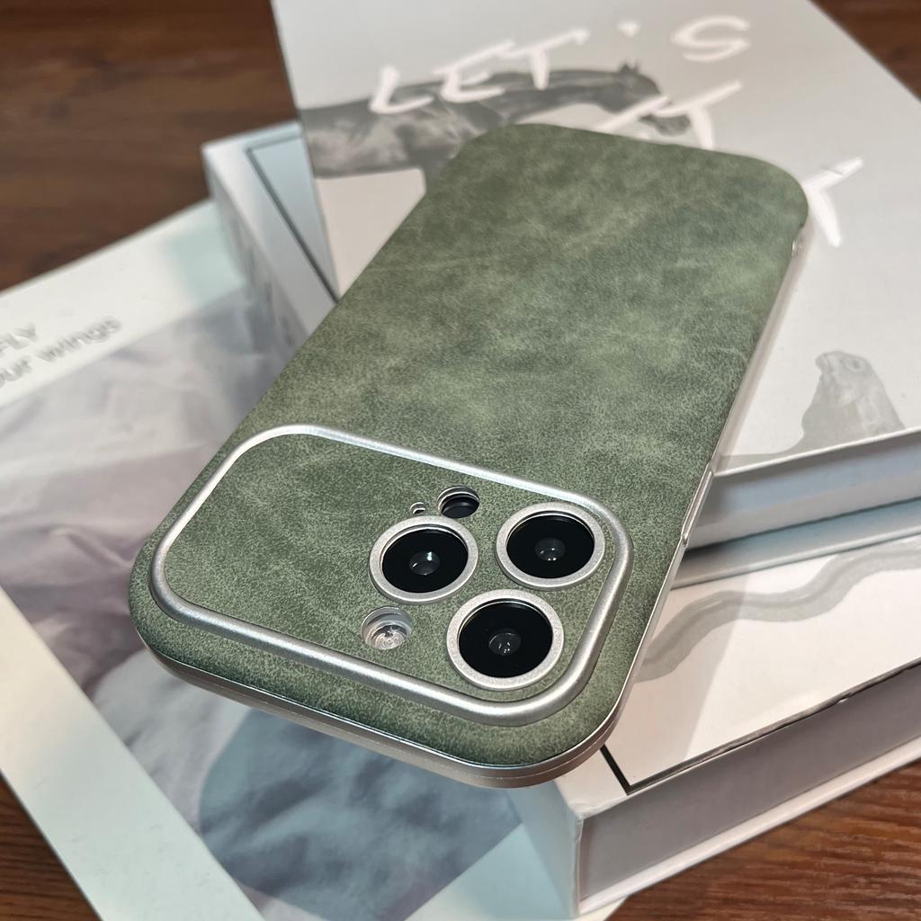 Matowe Skórzane Etui na Telefon ze Zamszu Dla iPhone 16 15 14 13 12 11 Pro Max Plus Ochrona Aparatu ze Skóry Jagnięcej Odporny na Wstrząsy Zderzak Miękkie Pokrowiec