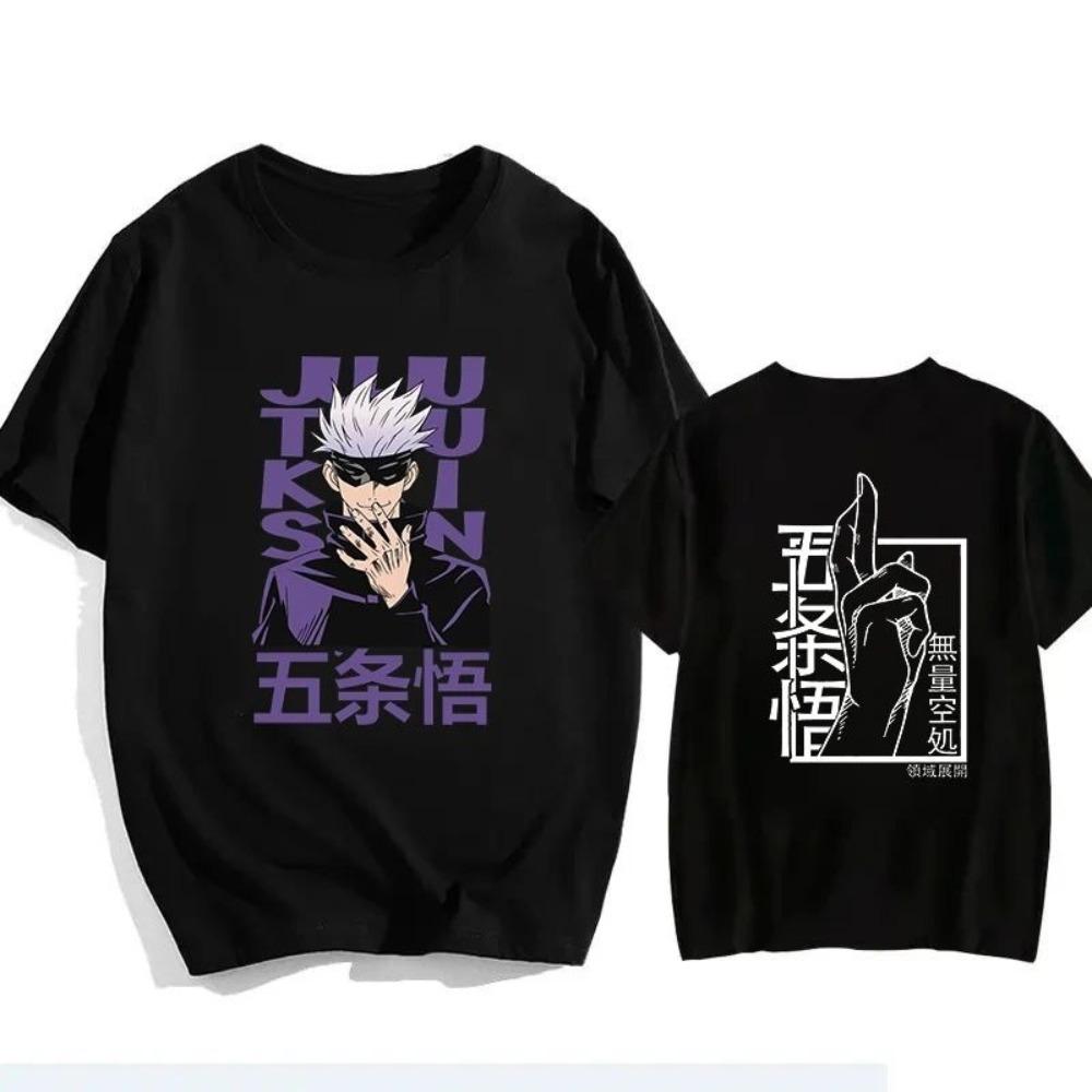 2026 Jujutsu Kaisen Satoru Gojo Unisex Pure Cotton Tshirt Summer Anime Print Round Neck Casual Unisex Unisex Short Sleeved Top