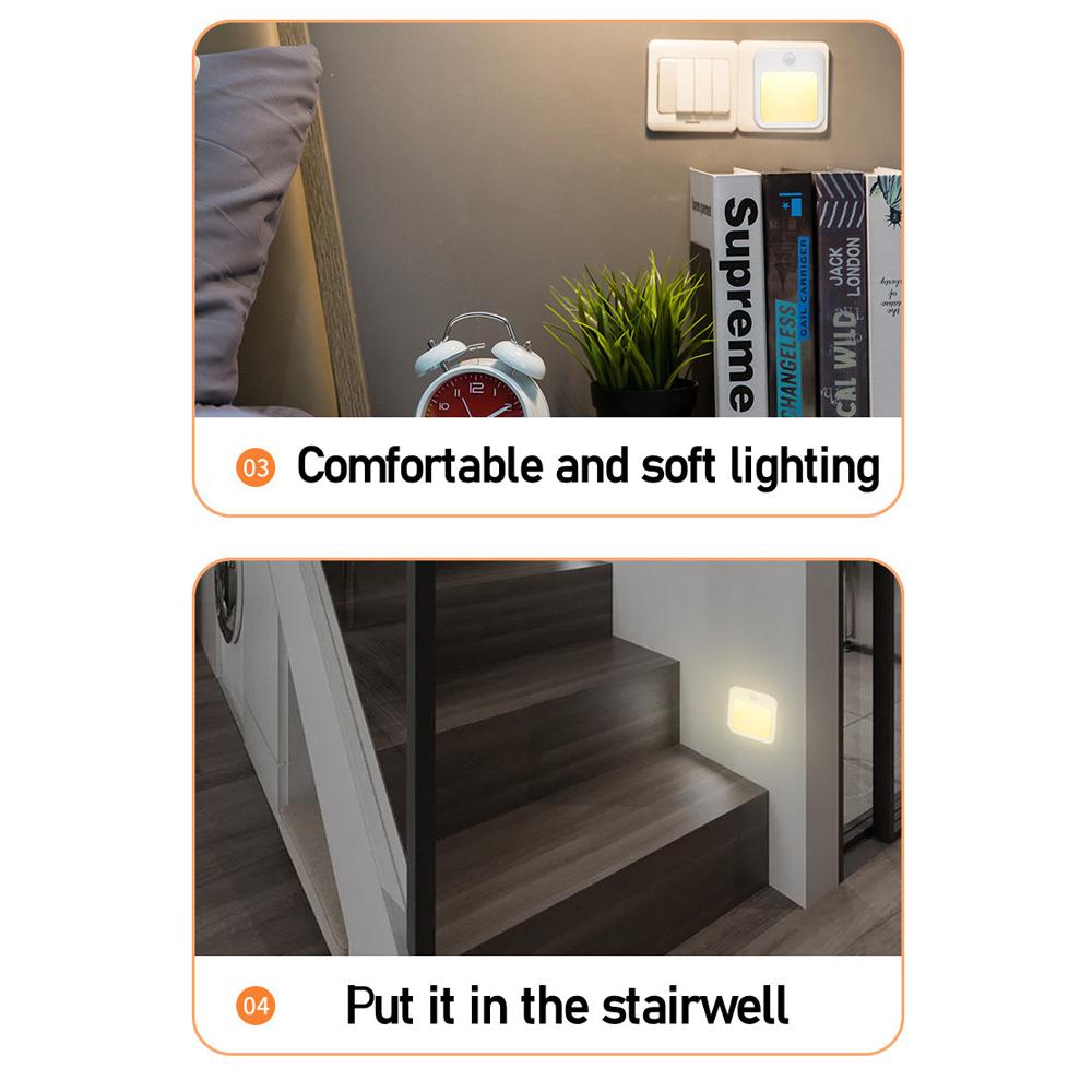 Motion Sensor LED Night Lights EU/US Dimmable Cabinet Light For Baby Bedside Bedroom Corridor Wireless Night Lamp Lighting
