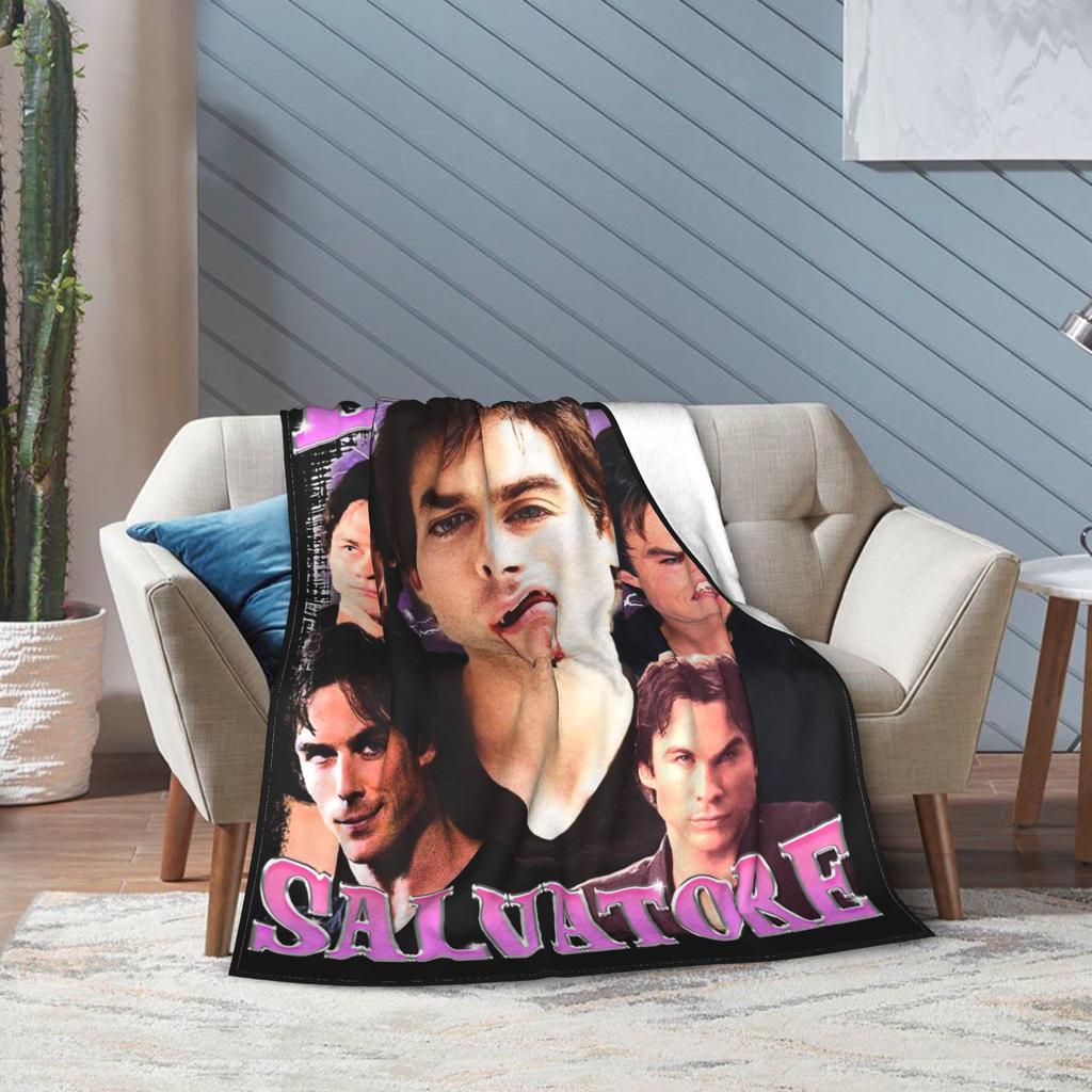Damon Salvatore Ian Somerhalder Blankets Coral Fleece Plush Winter Ultra-Soft Throw Blanket for Sofa Office Rug Piece