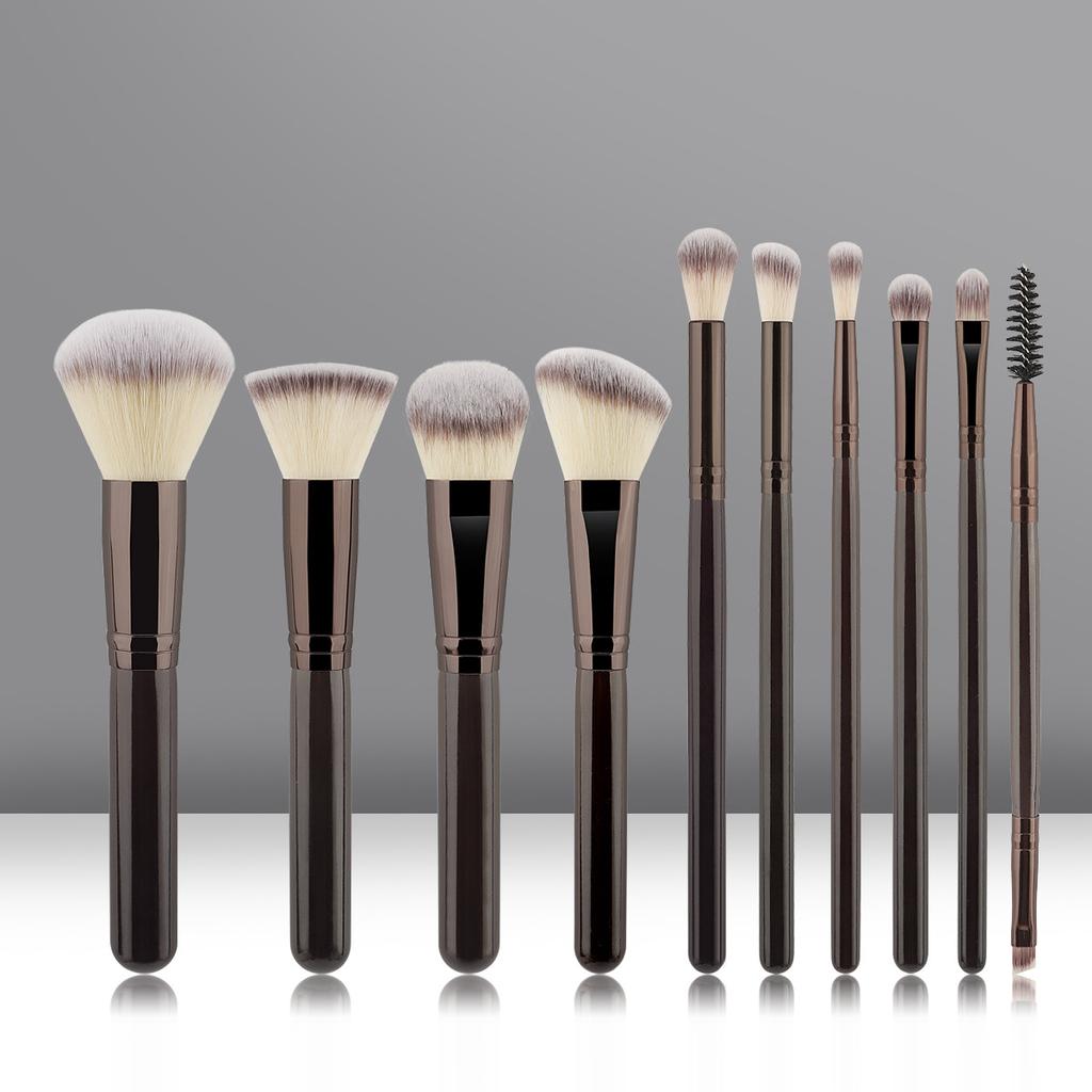 10 Makeup Brush Set Loose Powder Brush Flame Brush Grooming Brush Flat Head Foundation Brush Eye Brush Makeup