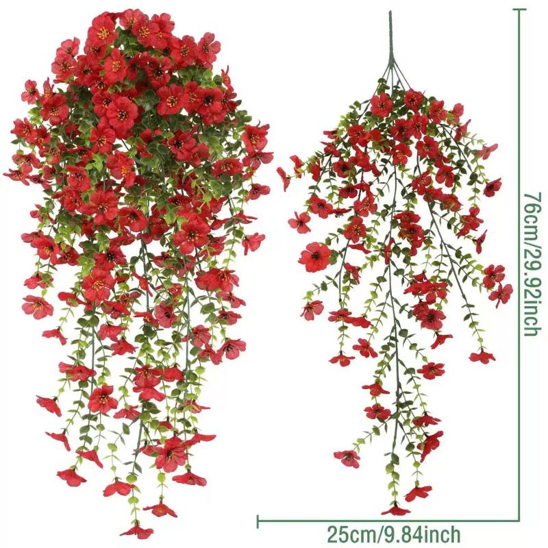 2Pcs Plastic Eucalyptus Fake Plant Decor Daisy Artificial Flowers Hanging Vines For Wedding Arch Home Garden Wall Decoration