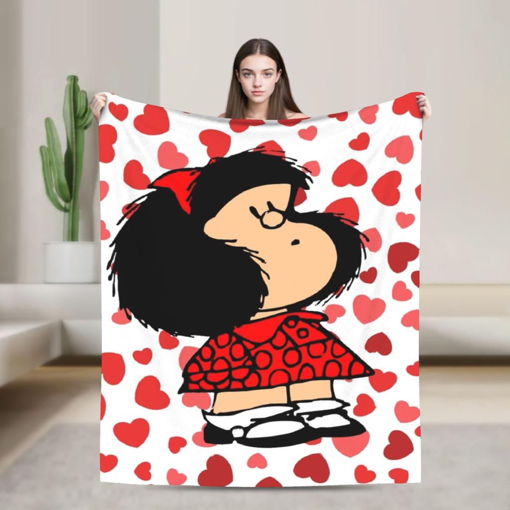 Mafaldas Knitted Blankets Amine Cartoon  Flannel Throw Blanket Bedding Couch Decoration Lightweight Bedspreads