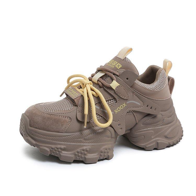 Thick-soled dad shoes women's 2025 summer new versatile breathable mesh sneakers lightweight and heightening casual little white shoes