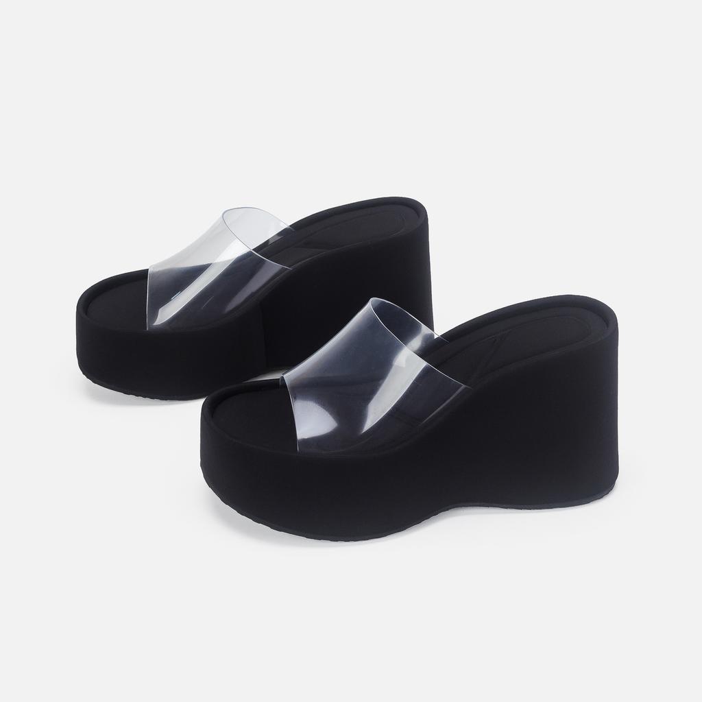 New Summer Slippers PVC Transparent Open Toe Platform Wedge Slippers Sandals Women High Heels Women's Shoes Women Shoes