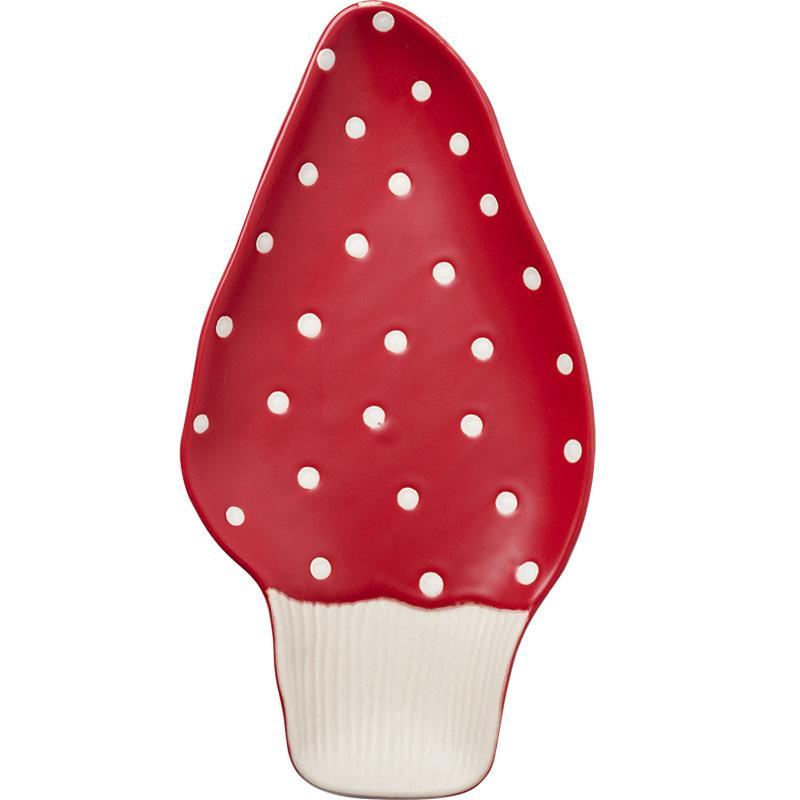 Keramikgeschirr mit rotem Pilz, süßes Mädchen-Herz-Pilz-Geschirr, Haushaltsgeschirr mit unregelmäßigem Cartoon-Muster, Küchenutensilien