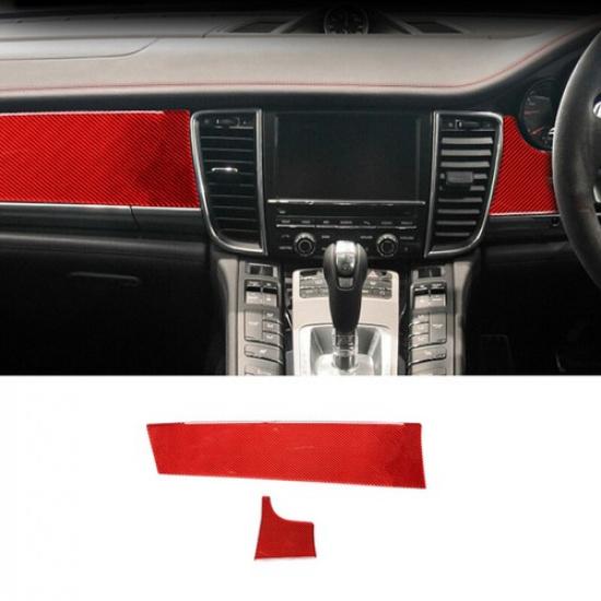 Red Carbon Fiber Car Dashboard Decoration Strip Trim For Porsche Panamera 10-16