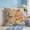 Christmas Pink Gingerbread Cushion Cover Square Pillow Bedroom Sofa Leisure Comfort Living Room Home Decoration X
