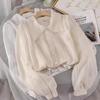 Autumn 2025 Trendy Women's Fairy White Shirt with Peter Pan Collar