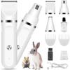 Kit de Aseo para Cobayas y Conejos 2 en 1 Cortapelos Inalámbrico y Lima de Uñas para Animales Pequeños Bajo Ruido Recargable Cortauñas Eléctrico