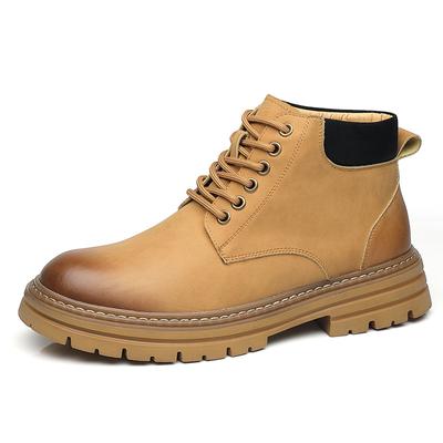 FashionAutumn Winter New Designer Leather Boots for Men Fashion Casual British Platform Shoes Male Solid Color Luxury Work Boots Men