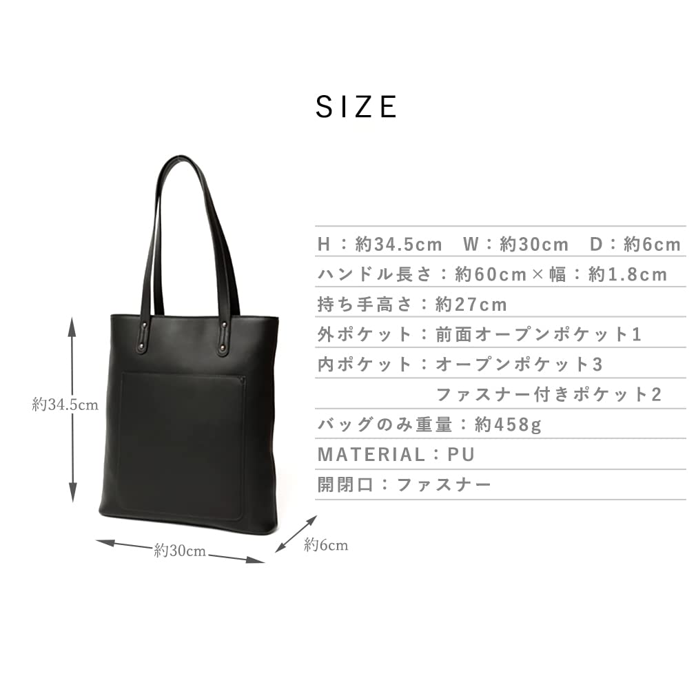 VITAFELICE Long Handle Business Tote Bag Women's (inb-10008p) (Dark Gray)