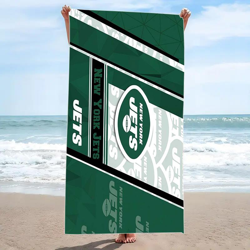 New York Jets Print Beach Towel, Large Soft Quick Dry Towel for Beach Camping Swimming