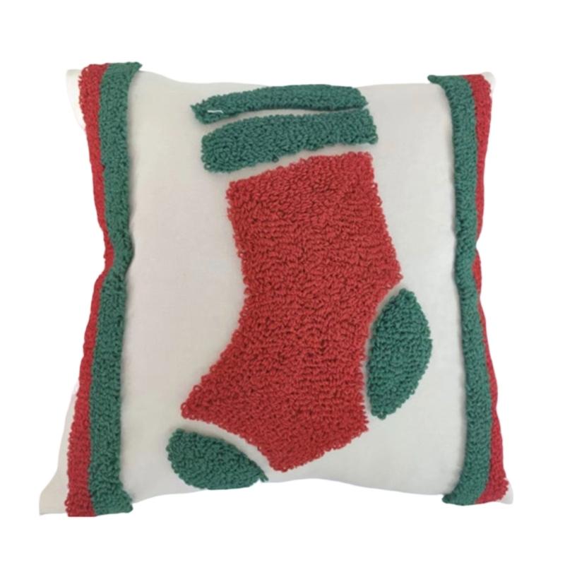 Festival Cotton Linen Cushion Cover With Christmas Tree Designs Soft Sturdy Pillowcase For Home Decoration