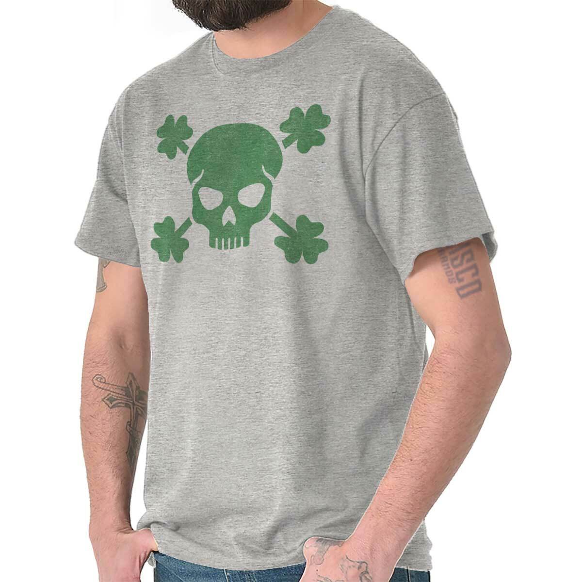 Shamrock Skull Irish St Patricks Pattys Day Womens or Mens Crewneck T Shirt Tee S разноцветный