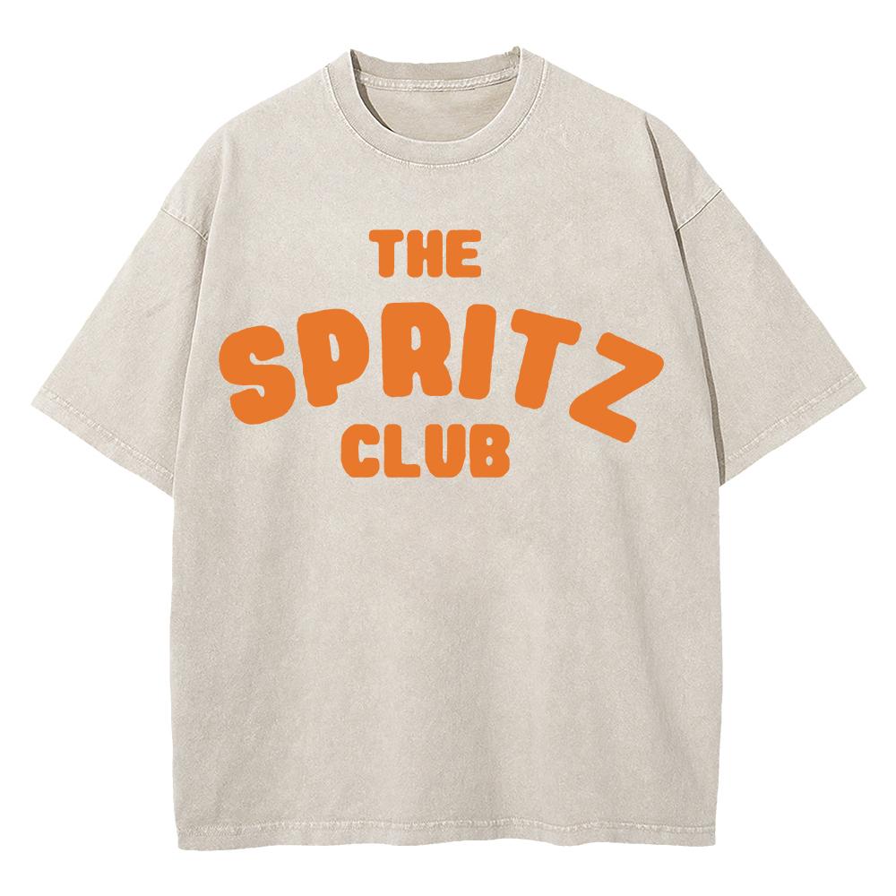 Cotton Vintage Washed Aperol Spritz Club Tshirt New Fashion Men Casual Retro Lemon Cool Oversize Loose Acid Wash Tee Shirt