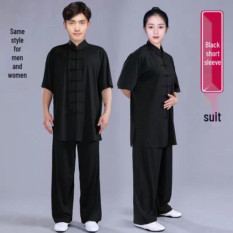 

Комплект костюма Тай Чи из высококачественного молочного шелка для женщин и мужчин - Весенне-осенний костюм для выступлений по ушу, в китайском стиле 3XL