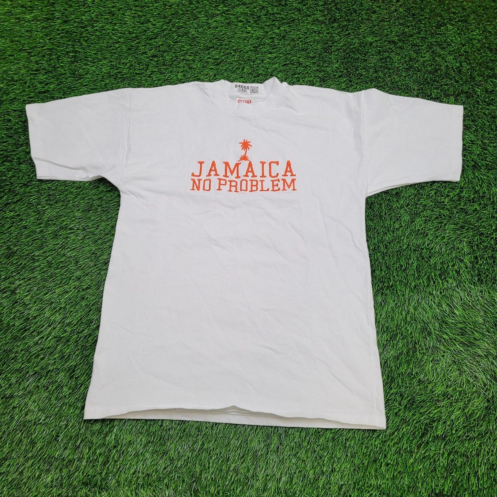 Vintage 90s Jamaica No-Problem Shirt Large 21x28 White L