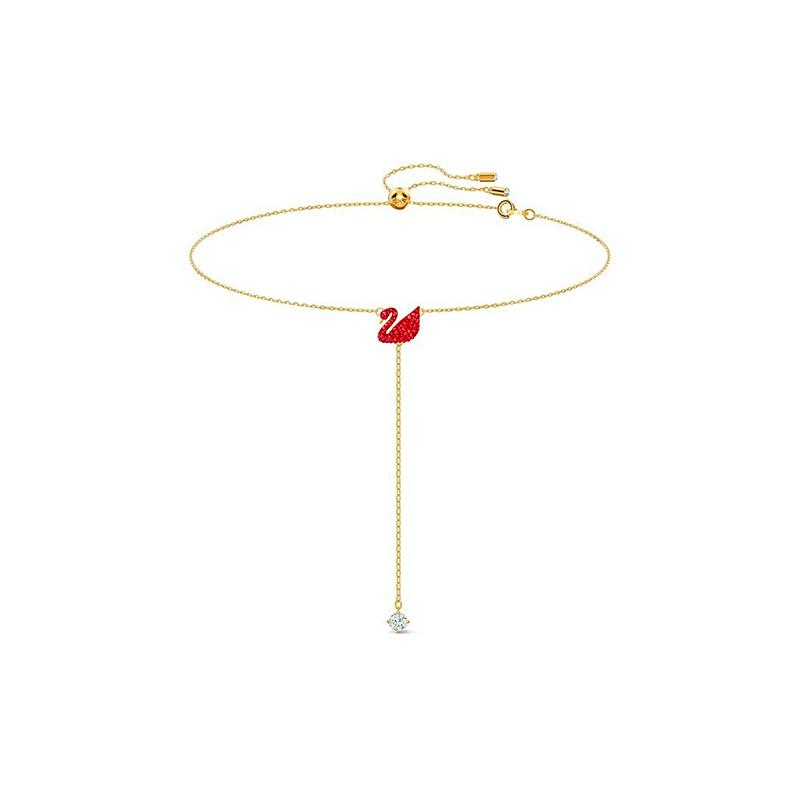 Swarovski Iconic Swan Y-Shaped Necklace Women s Red Gold Plated 5527408