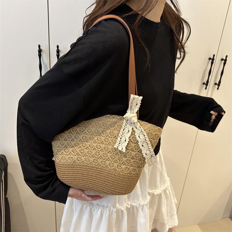2025 New Trendy Summer Shoulder Bag Women's Bag Foreign Style Simple Bag Woven Bag Temperament Underarm Bag Fashion Portable