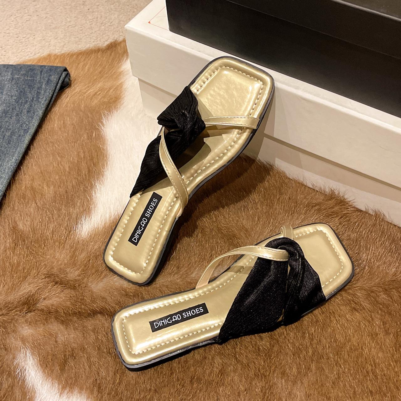 

Женские тапочки из бархатной ткани с открытым носком, лоскутные, летние, новые, модные, для отдыха на природе, женская обувь для свиданий 40