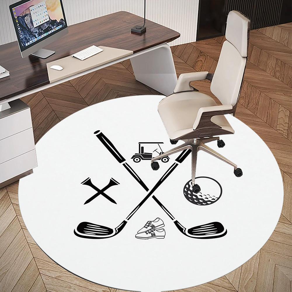 1pc golf club golf ball Round Chair mat Area Rug - Non-Slip, Floor Mat for Office, Bedroom, and Indoor Decor c1118149