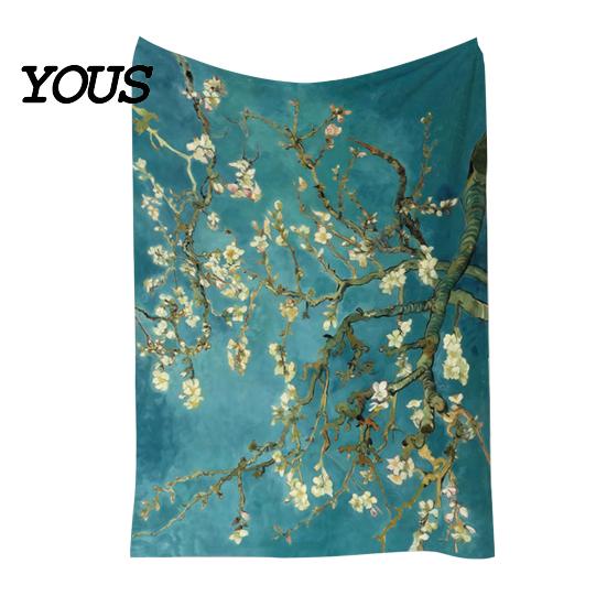 Pre-treated Blanket Oil Painting Nap Blanket, Soft Warmth Double-Sided Flannel, Digital Cozy Warm Flannel Print Shrink-Resistant Machine