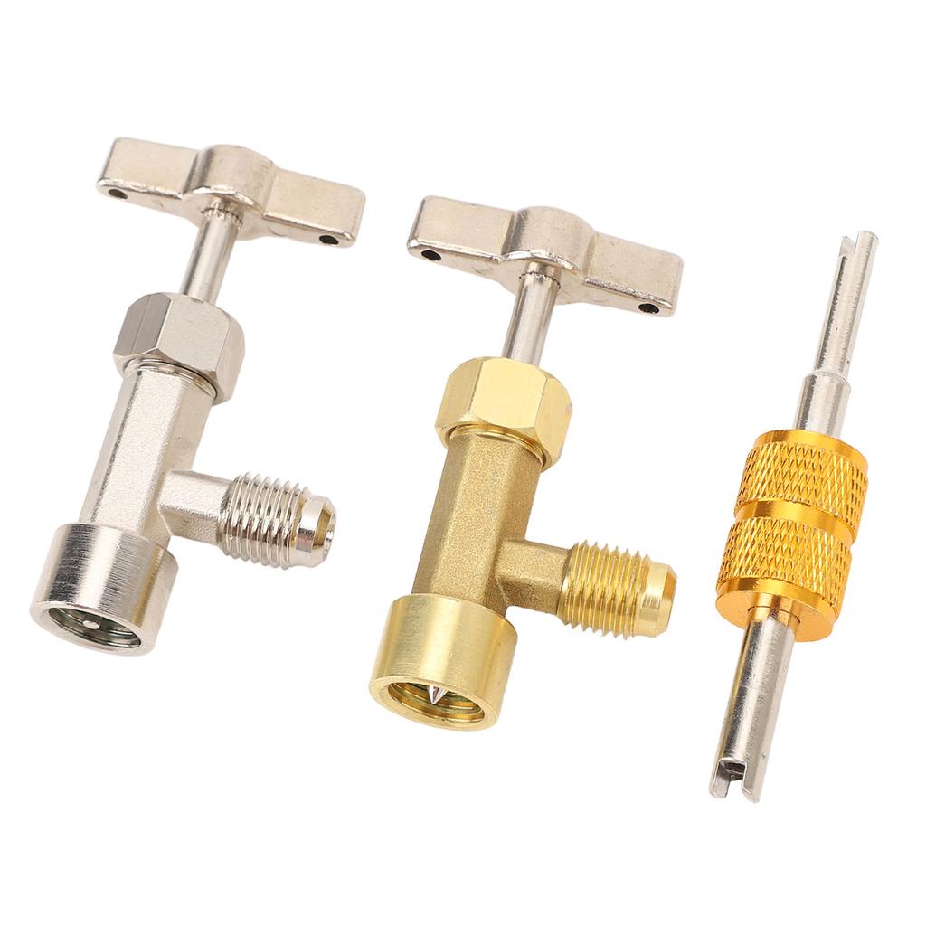 R134A Can Tap Self Sealing Puncture Style Refrigerant Can Tap with Valve Core Removal Tool for Automotive Air