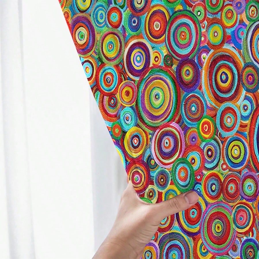 Boho Set Geometric Polka Dot Digital Printing Curtain Living Room Blocking Translucent Top Curtai Curtains Of 2 Made Polyester With Grommet Area Decor