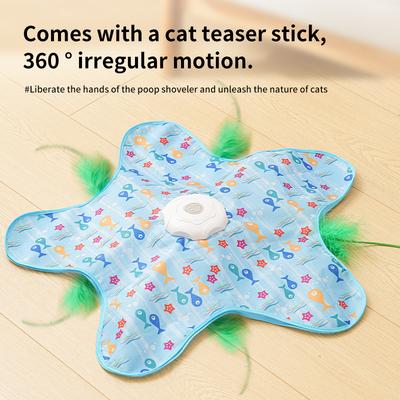 Cat Toys Interactive Hide And Seek Cat Toy Mouse Squeaky Motion Moving Concealed Feathers Kitten Teaser Toy