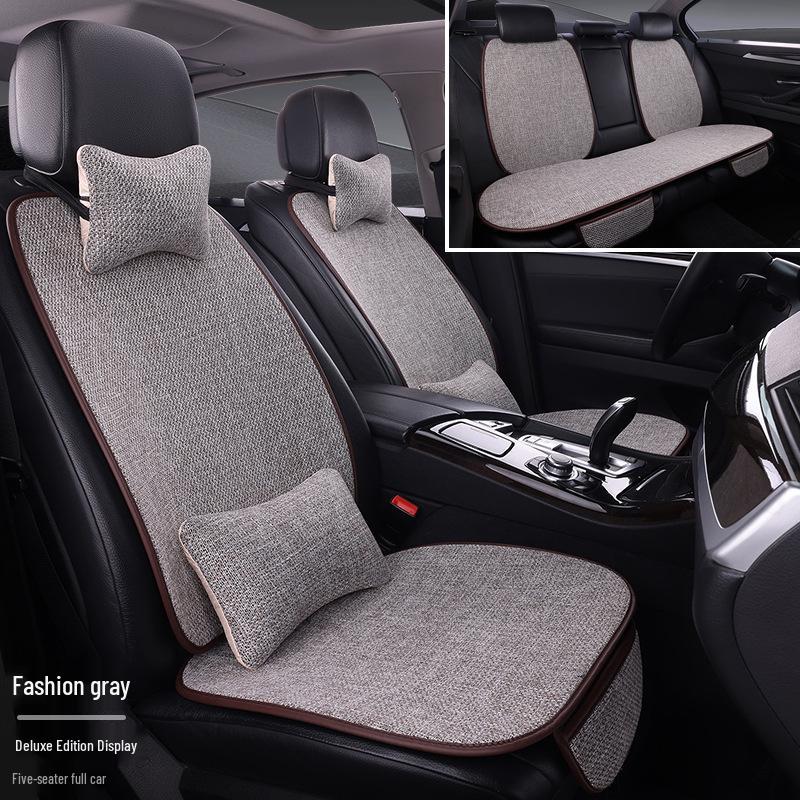 

Универсальный дышащий льняной комплект чехлов на сиденья автомобиля на четыре сезона - 7 штук, с полным охватом