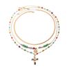 Colorful Crystal Necklace for Men, Trendy Hip-Hop Personality Cross Pendant Clavicle Chain for Men