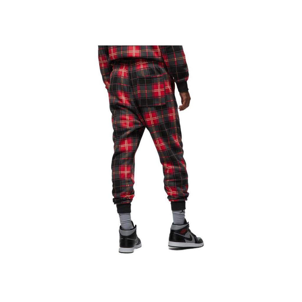 Jordan Logo Print Plaid Fleece Casual Pants Men Bottoms Multicolor DV9389-612