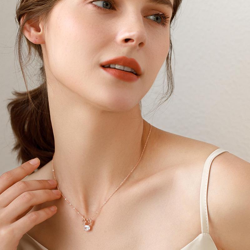 Collier ras du cou Femme Roue Ferris Élan Argent - Argent Sterling S925, Bijou de Noël de Luxe Léger.