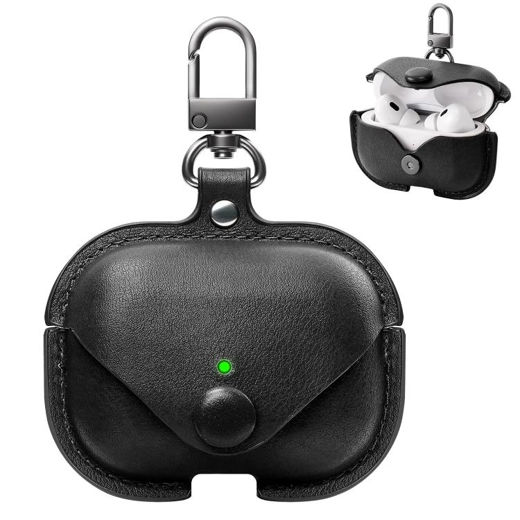 Business PU Leather Earphone Protective Case With Hook for AirPods Pro 3