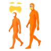 Xiaobudian Face Open Halloween Costume, Unisex Full Body Orange Bodysuit with Beard Eyebrows for Men Women, Adult Stretchy Cosplay Jumpsuit Party