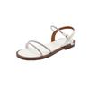 Fashion crystal narrow band flat sandals women casual design stone pattern sandalias de mujer verano 2025 student's flat summer shoes