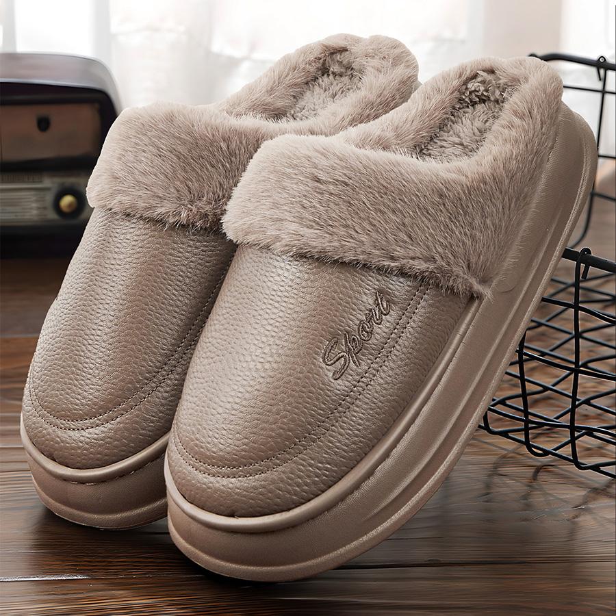 Pantofole invernali da uomo, calde, con fodera in peluche, suola in EVA, infradito da interno, tomaia impermeabile, comode scarpe da casa in memory foam, taglie forti