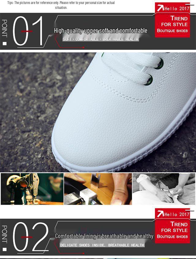 2024 Women's White Soft Leather Casual Sneakers: Spring & Autumn Fashion, Comfortable Soft Sole