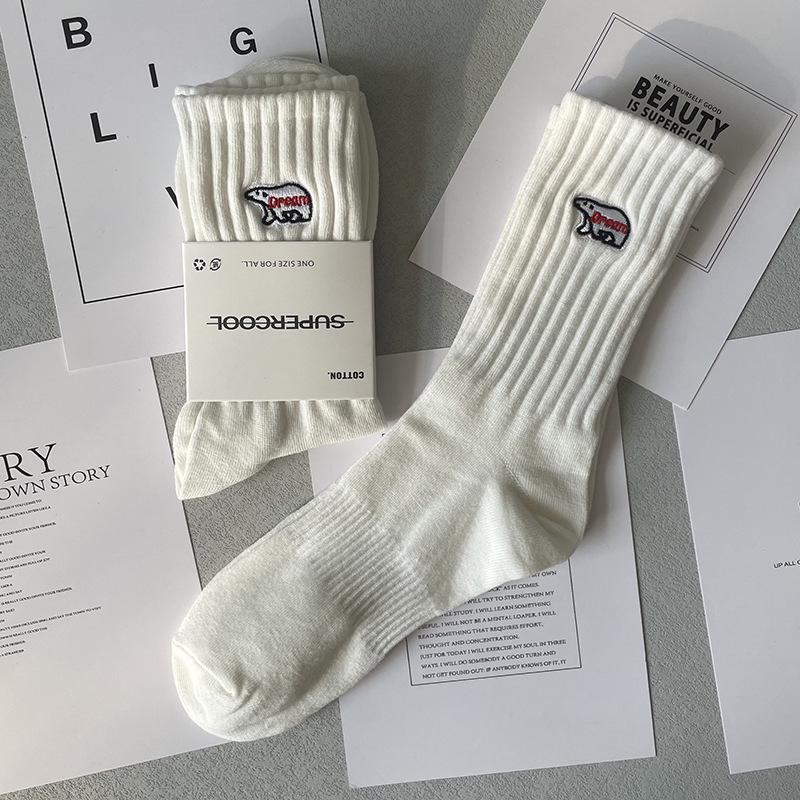 

Мужские носки средней высоты с вышитым изображением белого медведя от Shawn Yue — длинные хлопковые носки черного и белого цвета для женщин Unisex (36-44)